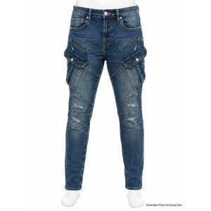 Bluenotes Moto Cargo Skinny Jeans Distressed Y2K Biker Streetwear Mens 32